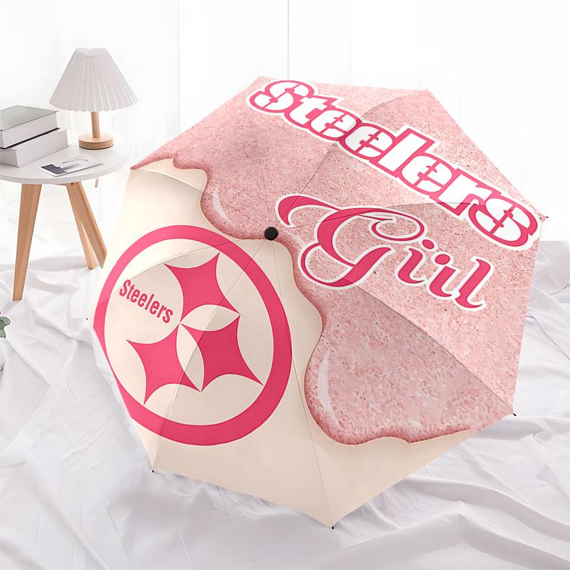

Pittsburgh Steelers Girl Automatic Folding Umbrella - Portable Tri-Fold Design with 8-Bone Frame, Perfect for Fans and Travelers, Ideal Gift