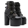 Sexy Rivet Black Ankle Boots Women Platform Soft Leather Autumn Winter Ladies Boots With Zipper Ultra High Heels Shoes
