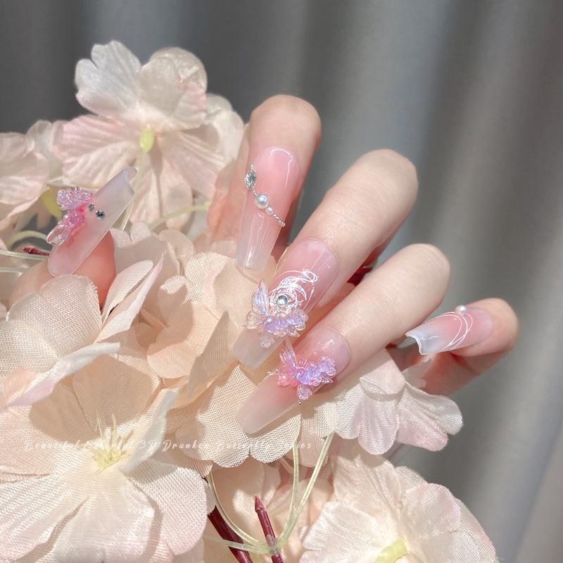 30Pcs Diy Nail Art Decor 3D Butterfly Flower Jewelry Nail Drill Aurora Resin Butterfly Glitter Rose Nail Diamond Manicure Design