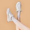 2025 Autumn Women's White Cowhide Leather Platform Sneakers - Height-Boosting German-Style Casual Shoes