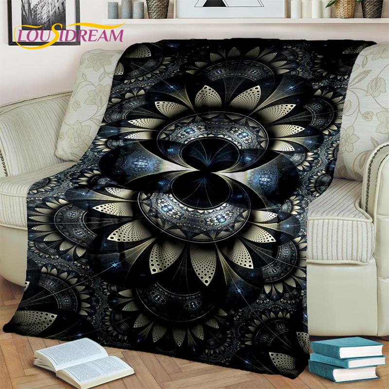 3D Mandala Bohemia Geometric Flower Blanket,Soft Throw Blanket for Home Bedroom Bed Sofa Picnic Office Hiking Leisure Nap Cover