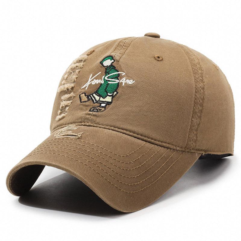 

Бейсболка с вышитыми анимированными персонажами, с большими полями, стираная, в стиле ретро, мужская и женская повседневная шляпа от солнца для отдыха на открытом воздухе Adjustable темно-коричневого