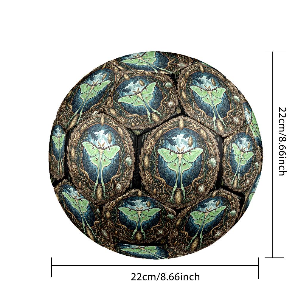 Moonlit Luna Moth Forest Round Football Size 5 Adult Ball Suitable for Training Matches and Outdoor Team.