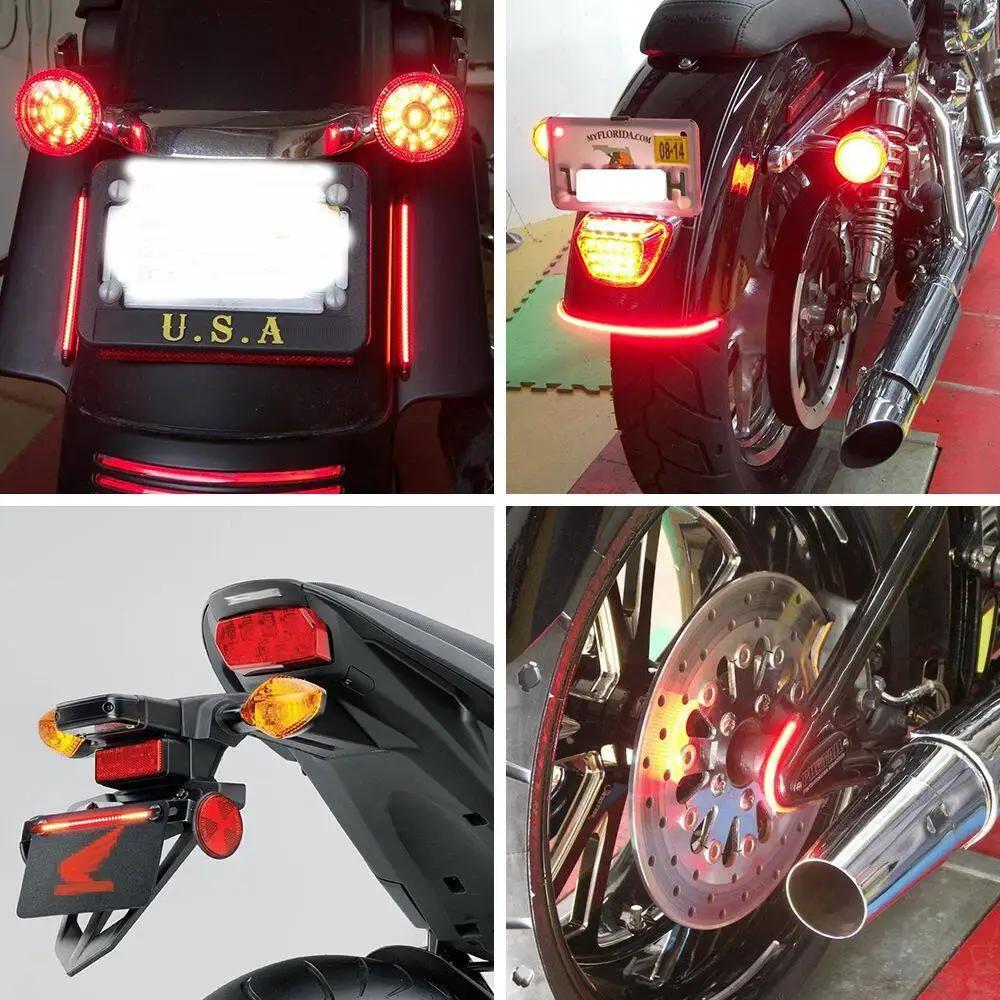 1pc Strip Light for Motorcycle  Flexible 48 LED Tail Light Turn Signal Dual Color Rear Brake Stop Bulb Lamp