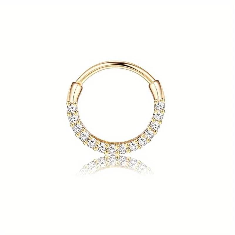 Florideco Septumringe 316L Edelstahl Opal Daith Nasenringe CZ Knorpel Tragus Ohrringe Septum Clicker Piercing Schmuck