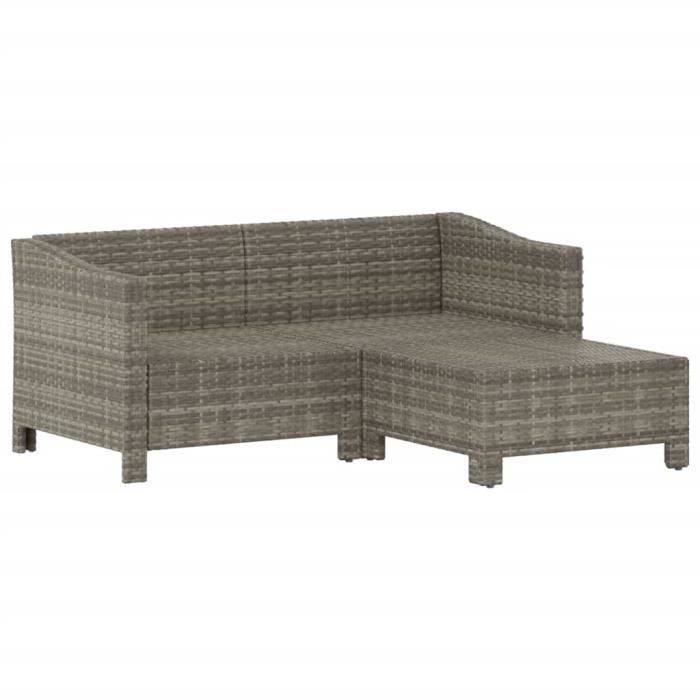 VidaXL Garden Lounge Set 3 Pcs with Cushions Grey Wicker 362685