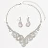 3PC Women's Fashion Water Drop Tassel Series Necklace Earrings Zircon Set Wedding Party Festival Gift-8528