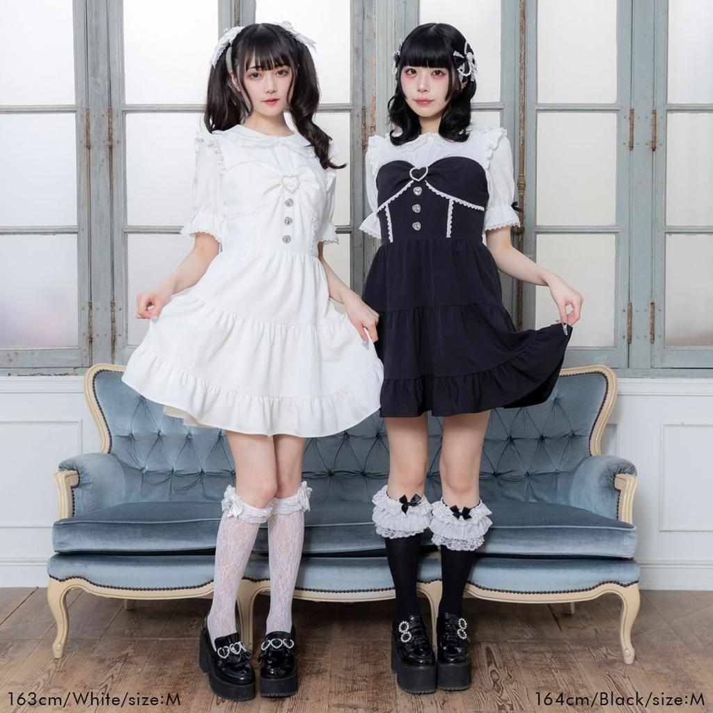 Yumetenbou Mass-Produced Clothing [Dear My Love] Casual Dress, Round Collar, Bustiered Dress, Women's, Gingham Black, Yumetenbou