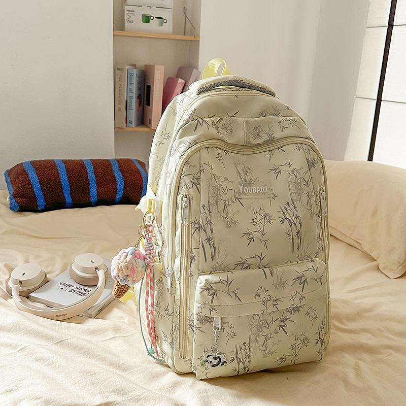 High Value Medium Fresh and Sweet Bamboo Backpack Junior High School Students Lightweight Simple Large Capacity Backpack