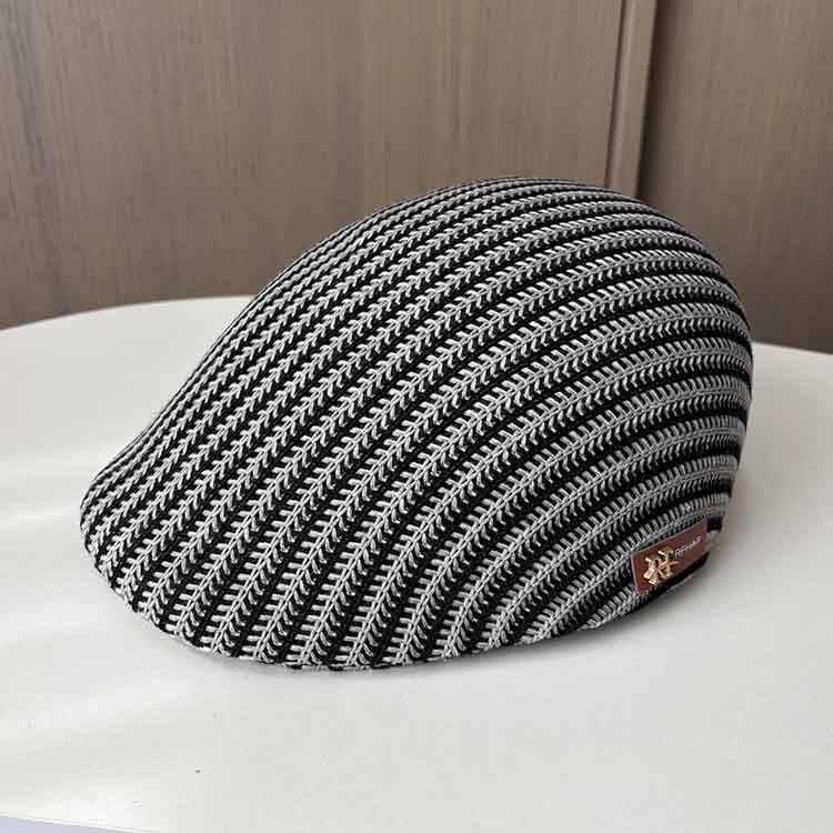 

Spring and Summer Knitted Breathable Letter Small Label Forward Hat Women s Fashion Beret Forward Hat M（56-58cm） чёрный