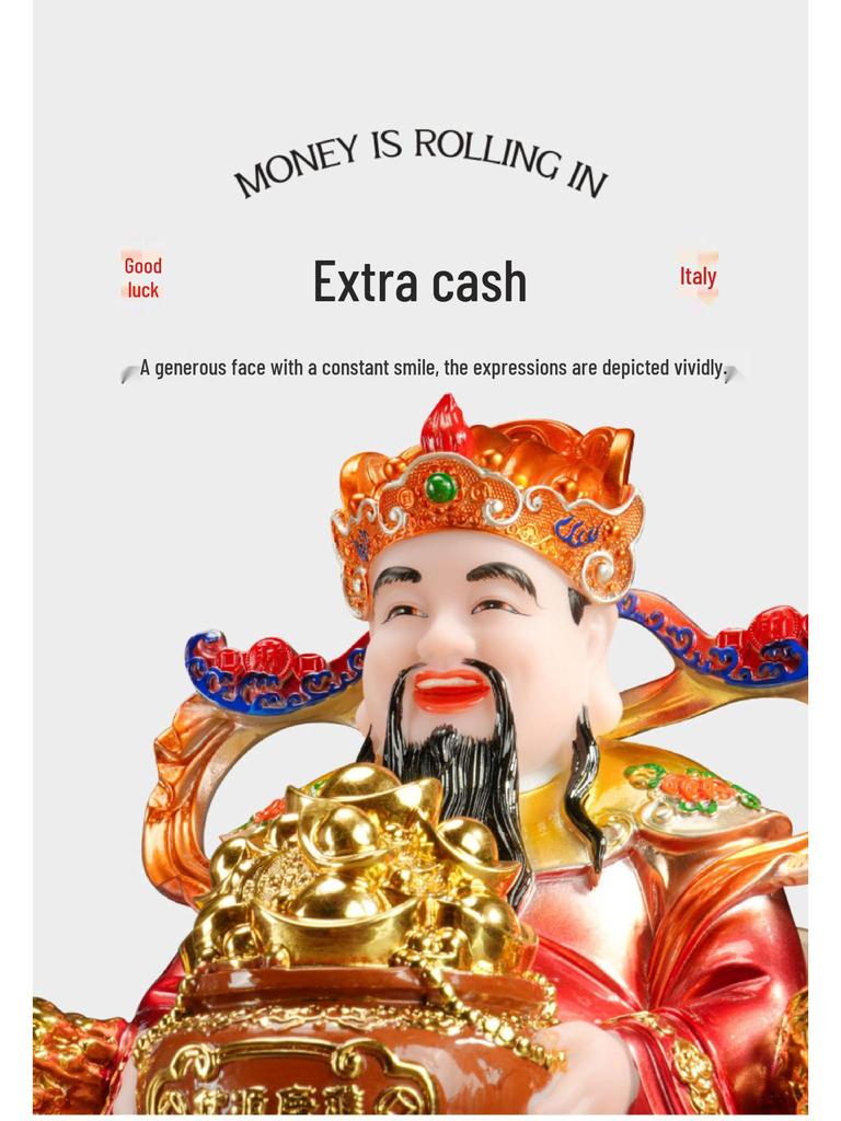 2025 Wen Cai Shen Statue: Copper-Colored for Inviting Wealth, Ideal for Home or Living Room Worship.