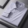 New in Shirt Luxury Houndstooth Long Sleeve Shirts for Men Slim Fit Casual Elastic Tops Soft Anti-Wrinkle Plaid Clothes