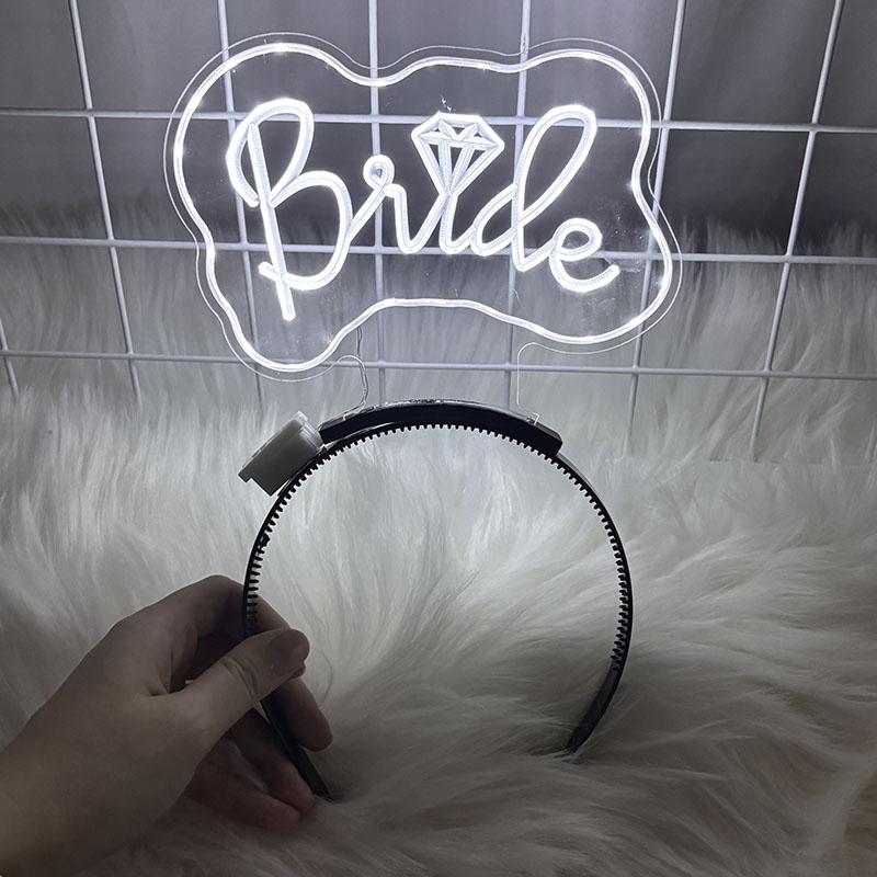 LED Acrylic Headband Wedding NightClub Hen Night Bride To Be Gift Fashion Glowing Bride To be Headband White Glow Hairband