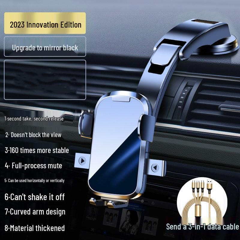 2024 Black Tech Suction Cup Car Phone Holder with Air Vent Support for Navigation