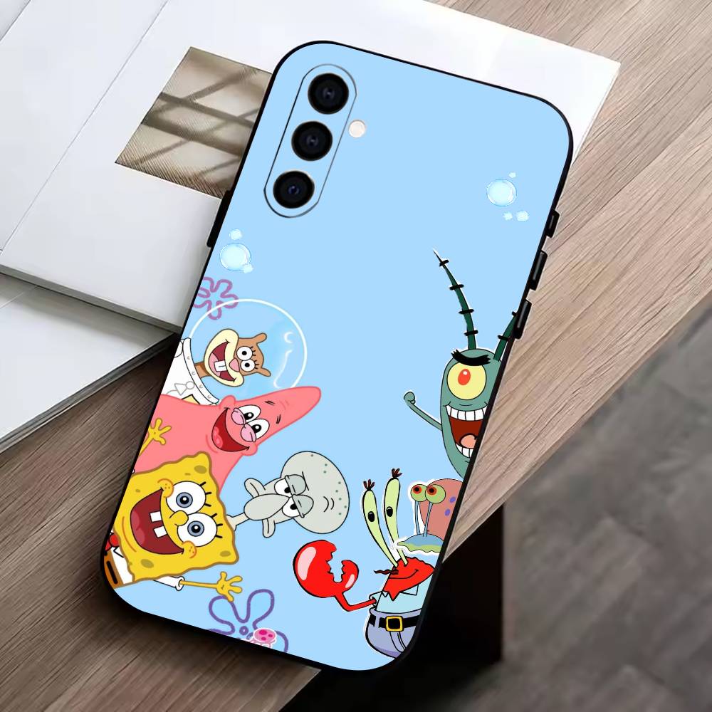 S-SpongeBob Baby Phone Case Black Silicone Soft For Samsung Galaxy A73,A72,A71,A70,A53,A52,A51