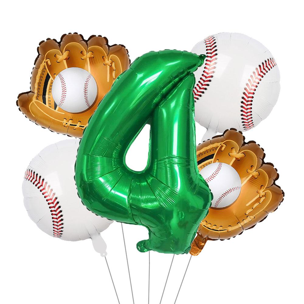 Baseball Balloons 32Inch Foil Green Number 0~13th Birthday Decor For Baseball Party Supplies Baseball Sports Theme