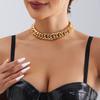 Cross-Border Explosion Fashion Personality Thick Chain Cuban Necklace Retro Punk Neck Chain Men'S And Women'S Hip Hop Collarbone Chain