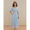INMAN French Tie-Waist Puff Sleeve Ramie Cotton Dress