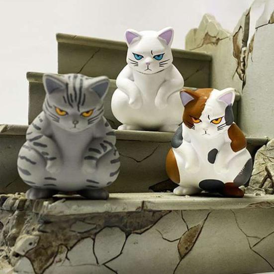 6Pcs Threatening Cat Figurine PVC Cartoon Social Kitten Statue Animal Sculpture Home Office Desktop Bookshelf Decoration Ornament