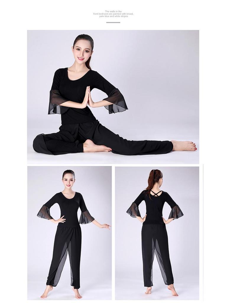 White Butterfly Dance Yoga Set: Gauze Sleeve Chiffon Costume for Women
