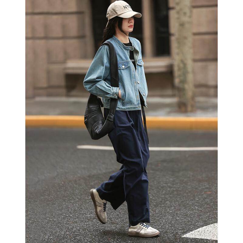 

Demana Round Neck Denim Jacket S