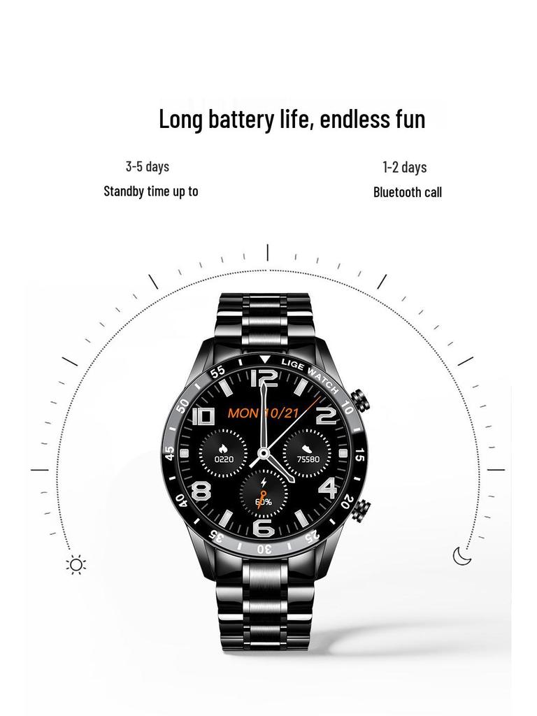 Men's Multifunction Sports Smartwatch with Bluetooth Calling, Health Monitoring, Blood Pressure, Heart Rate, and Large Touch Screen.