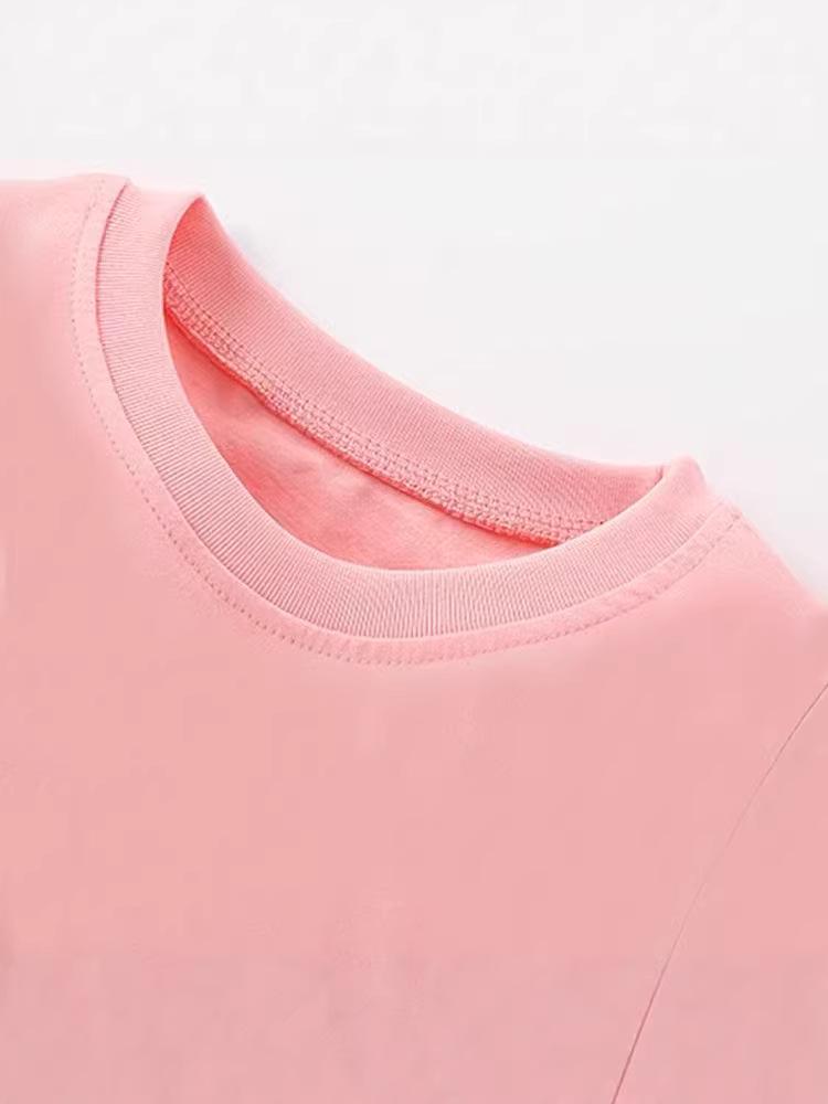 European Style Girls' Summer 2026 Cartoon T-Shirt: Round Neck, Short Sleeve for Kids