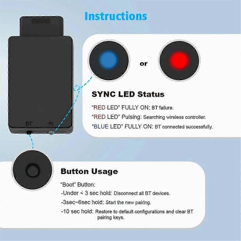 Bluetooth Wireless Controller Adapter for Joy-Con - Blue Gaming Accessory for Nintendo Switch