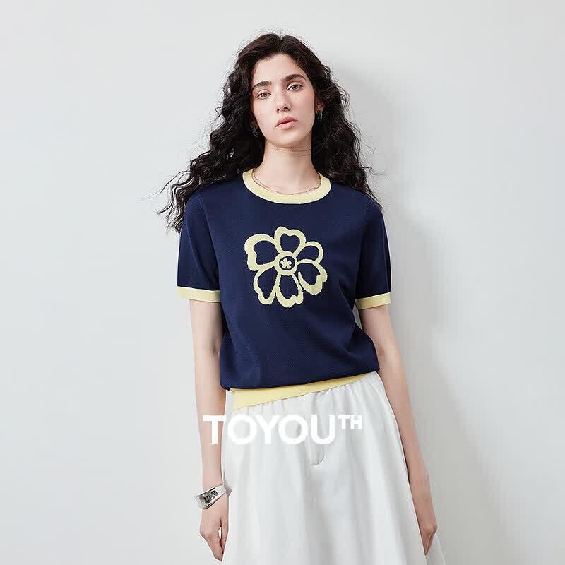 

Chuyu Women s Ice Cool Jacquard Knit Round Neck Top S