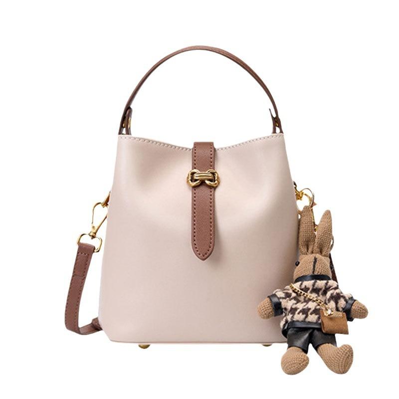 Ladies' High-end Handbag, New Bucket Bag, Niche, Versatile, Casual, Contrasting Color Single Shoulder Crossbody Bag
