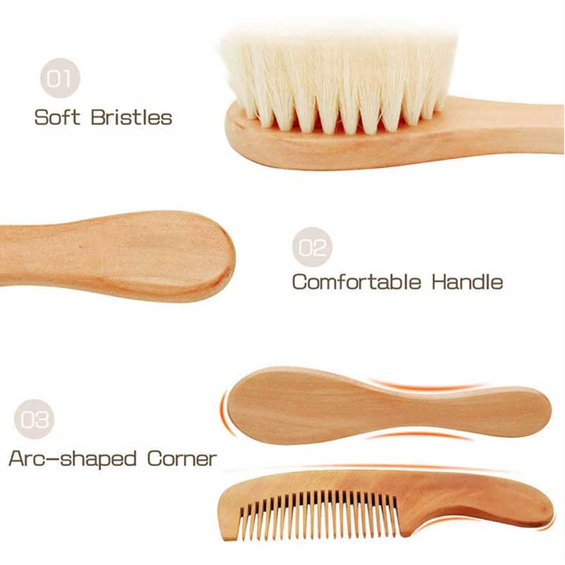 Baby Care Wooden Handle Brush Comb Head Massage Tool Portable Baby Comb Bath Brush Combs Accessories Supplies