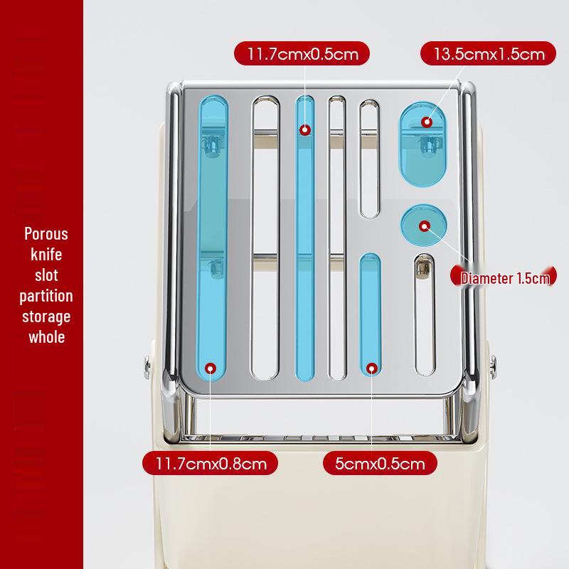 Drehbarer Küchenmesser- und Utensilienorganizer aus Edelstahl mit Abtropfgestell