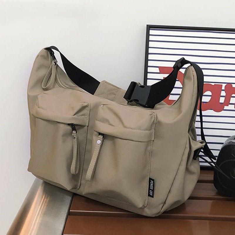 

Унисекс Большая нейлоновая сумка-пельмень через плечо - Универсальная, легкая, в повседневном спортивном стиле, плечевая сумка-тоут