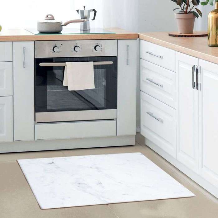 Rug - THE DECO FACTORY - Rectangular Marble Kitchen Rug - 45x75 Cm - Non-slip Vinyl - Water-resistant