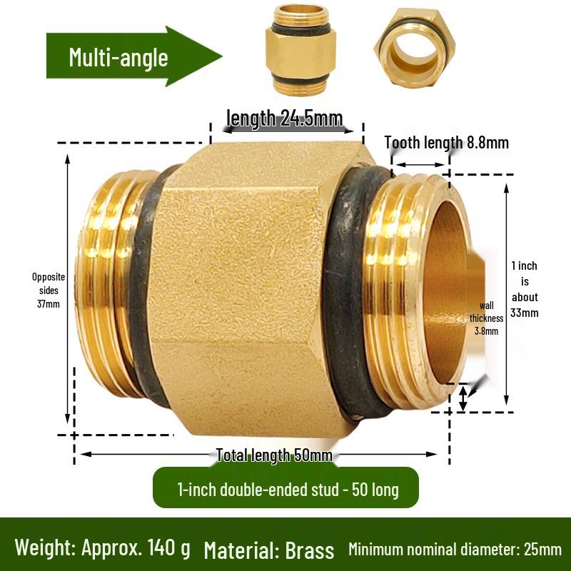 Copper Union with Inner/Outer Threads, Double Inner Thread Water Heater Connector Tee/Elbow Nipple, 46mm & 1" Thread, Different Diameters.