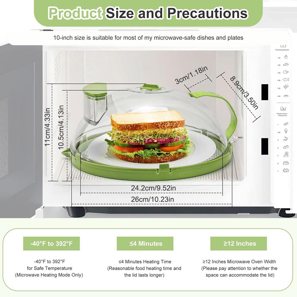 New Microwave Cover for Food Clear Microwave Splatter Cover with Water Steamer and Handle 10 Inch Plate Covers Kitchen Gadgets