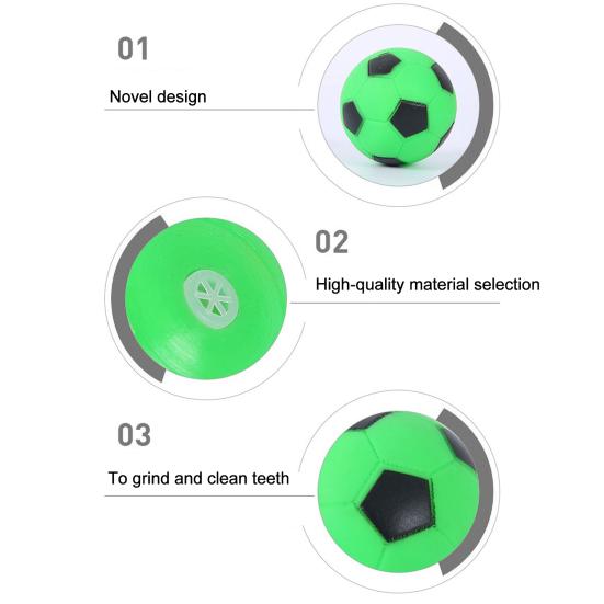 Green Football Dog Chew Toy Bite Resistant Soccer Squeaky Ball Pet Interactive Toy Small Medium Large Dogs Teething Cleaning Toy