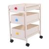 Storage Cart Milky White 3 Tier Metal Rolling Organizer with 360 degrees  Rotating Quiet Wheels for Kitchen Bathroom