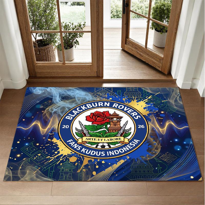 Blackburn Rovers Football Design Crystal Velvet Rug Soft Decorative Mat for Bedroom Entrance