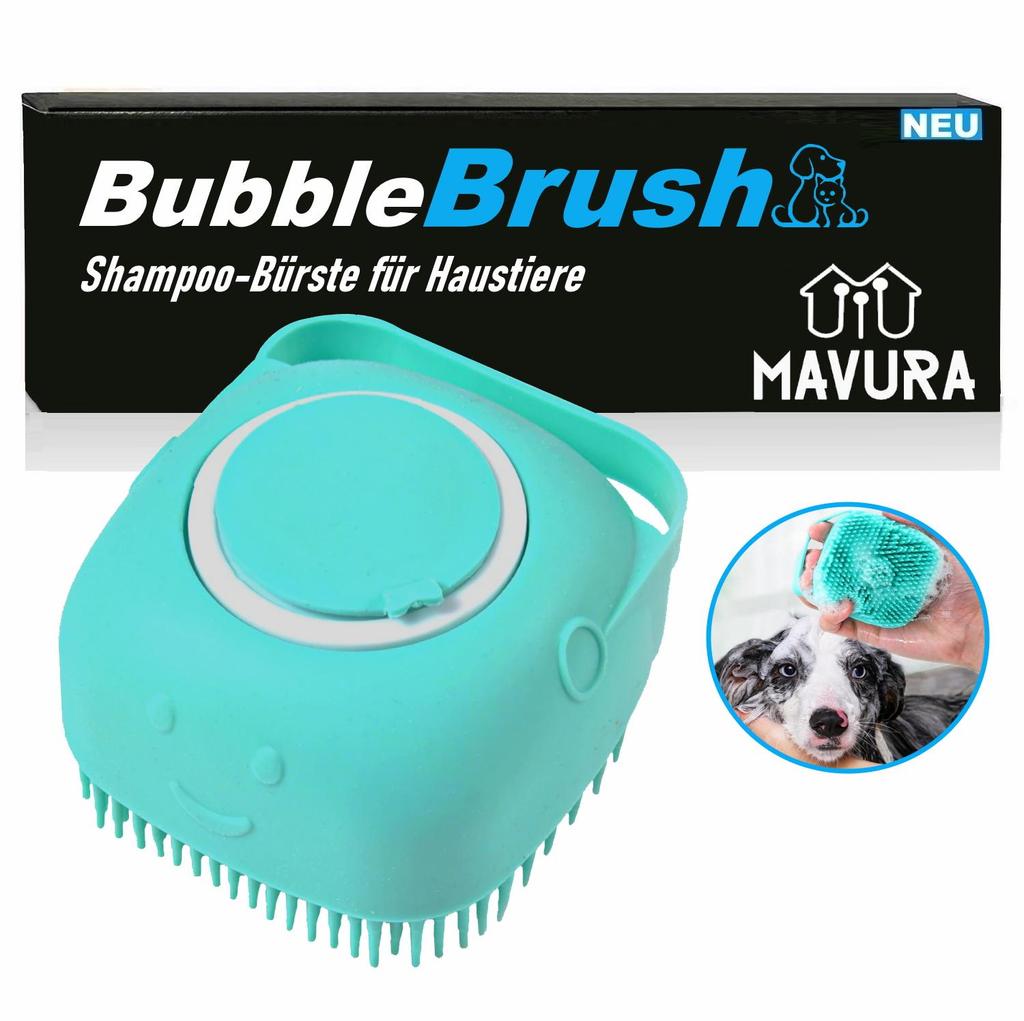 BUBBLEBRUSH Kartáč na péči o srst Koupací kartáč Pes Kočka Mycí kartáč Dávkovač šamponu