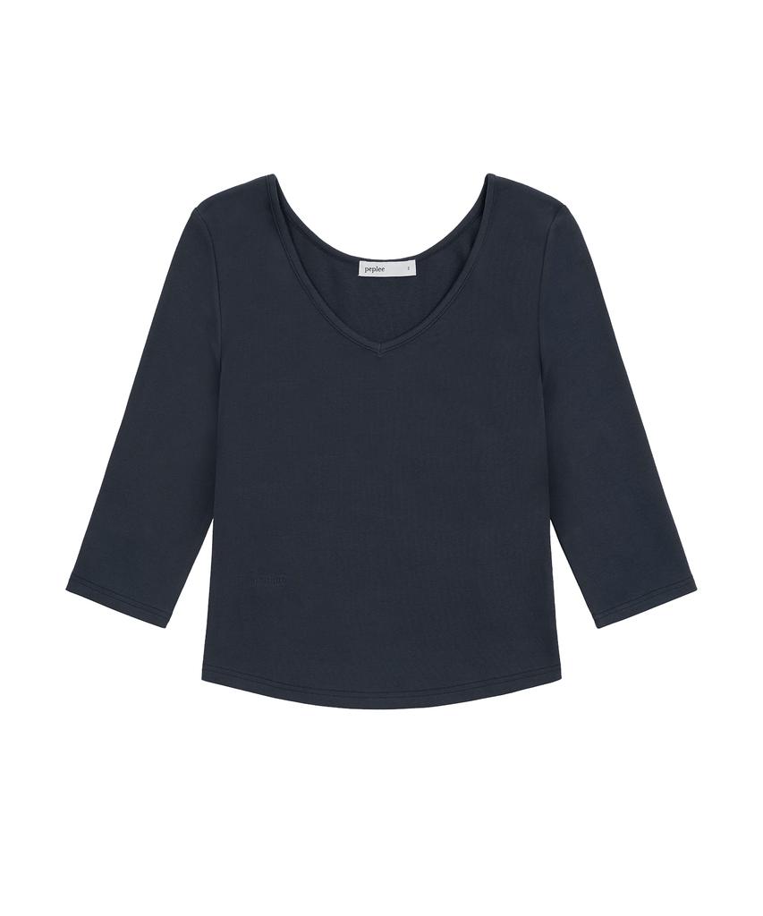 Pepeulli V-Neck 3/4 Sleeve Tee (Navy)