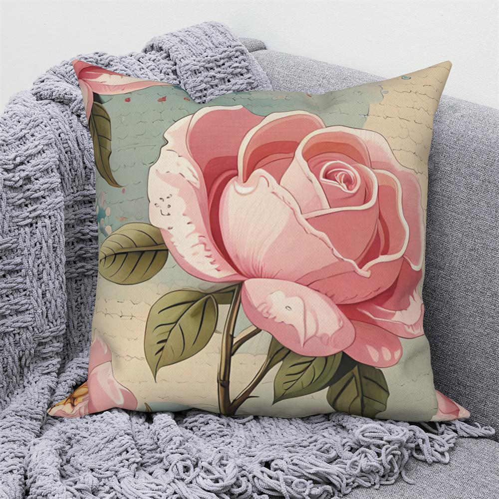 

Наволочка с розовым цветком, полиэстер 45x45 см, наволочка для домашнего декора, наволочка для дивана, автомобиля, декоративные наволочки 45x45cm