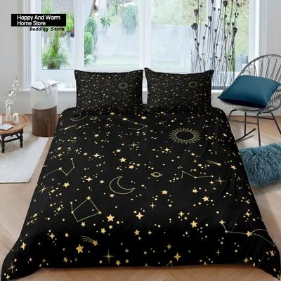 Home Living Set de pat de lux 3D Night Sky Husă de pat Galaxy Husă de pilotă Față de pernă Queen și King Lenjerie de pat dimensiune EU/US/AU/UK