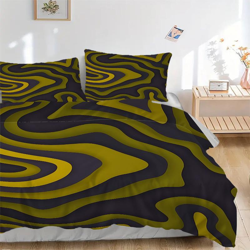 

3Pcs Abstract Wave Pattern Printed Bedding Set, Breathable And Soft,(Includes 1 Duvet Cover And 2 Pillowcases, Quilt Not Included) yy250815198 135x200cm