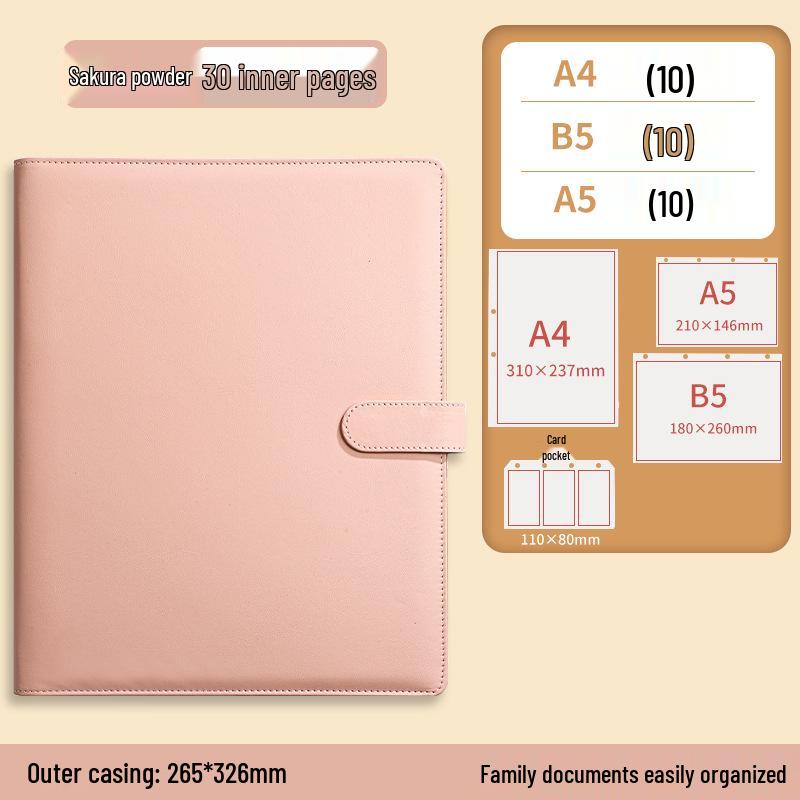 A4B5 Family Document Organizer: Loose-leaf Binder for Tickets, Certificates, Pregnancy & Postpartum Check-up File Management