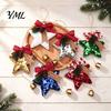 Durable Polyester Ornaments Glitter Star Bell Ornaments, Sequin Hanging Decoration with Bow Pine Seasonal Party Supplies Cone, Sparkly Christmas Tree