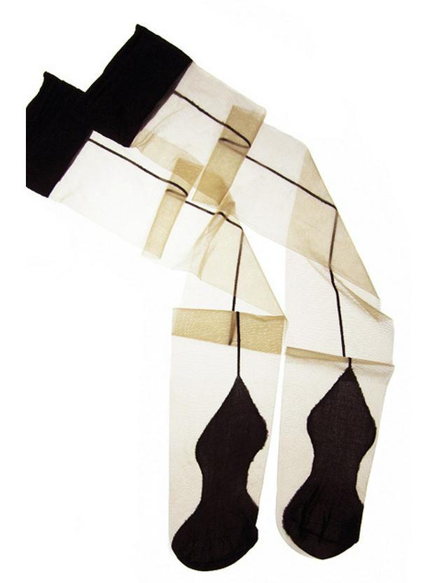 European & American Sexy Vertical Striped Over-the-Knee Stockings - Ultra-Thin Flesh-Colored/Black