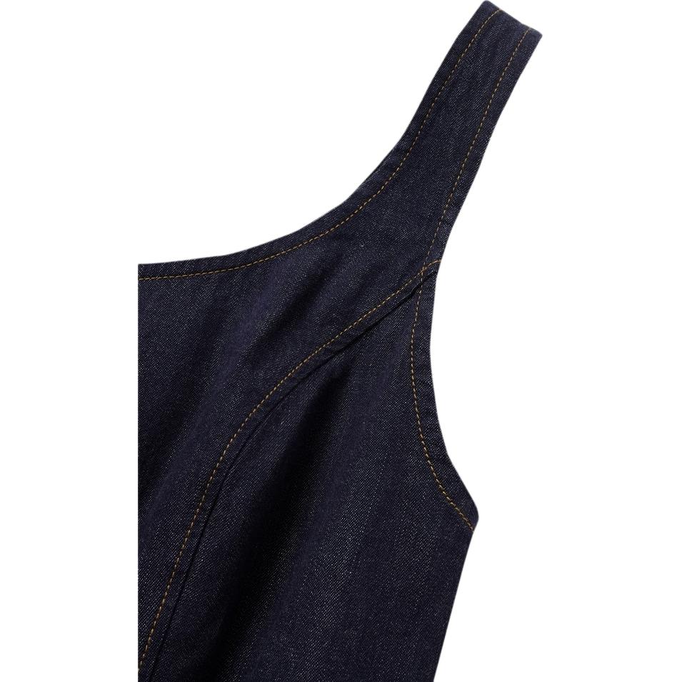 Levis Casual Comfortable Solid Color Round Neck Denim Sleeveless Dress Women dresses 003I4-0000