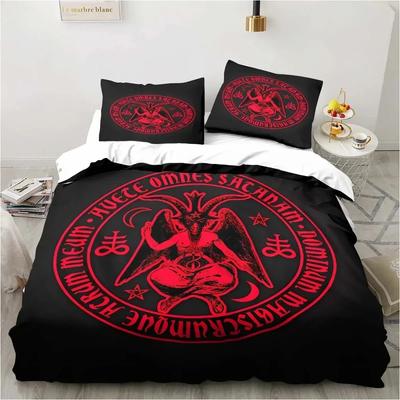 Biancheria da Letto Satanica Demone Biancheria da Letto Singola Set Inferno Morte Set 3 Pezzi Piumone Copripiumino Matrimoniale King Tessile per la Casa
