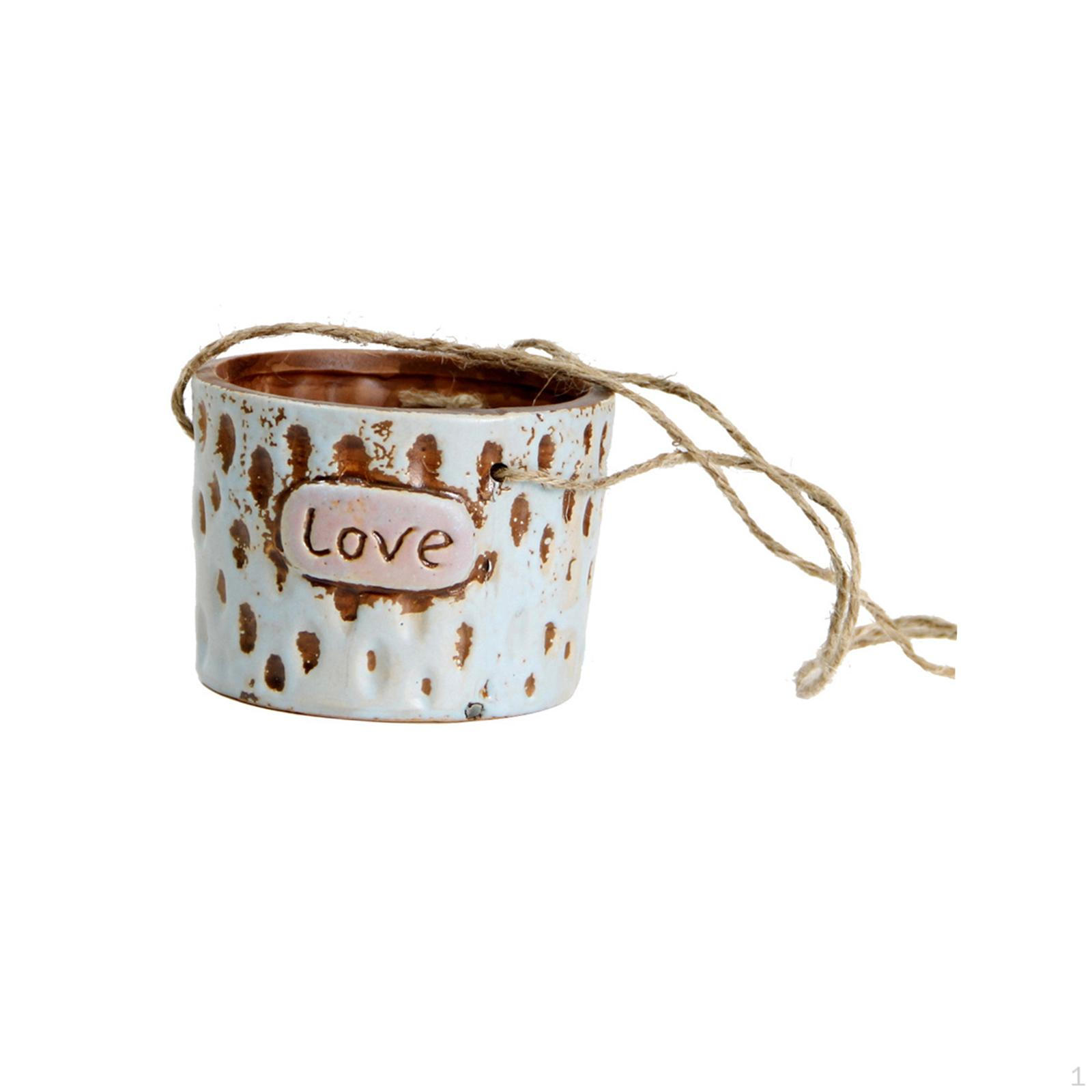 

Elegant Hanging Ceramic Planter for Outdoor Spaces LOVE Dia 9.5cm H7cm